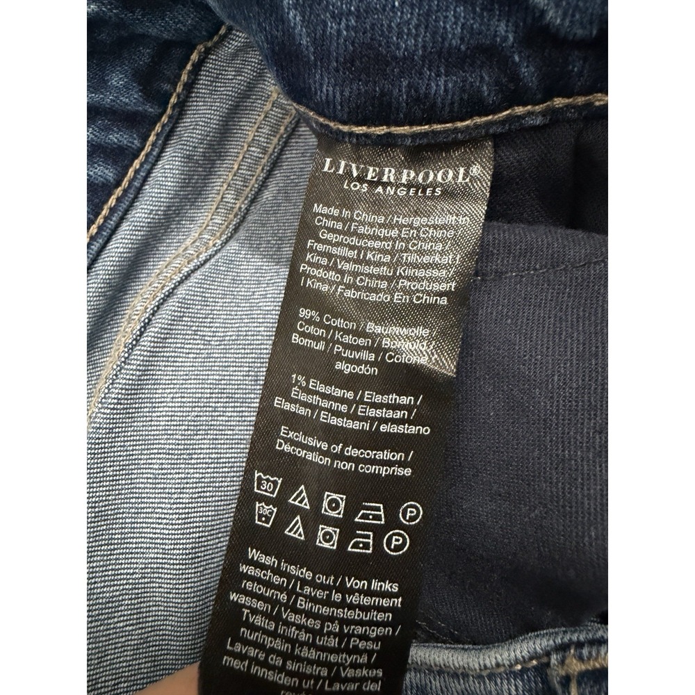 Liverpool Kennedy Straight Womens 4/27 Eco Blue Denim Cropped Frayed Hem Chic - Picture 11 of 14